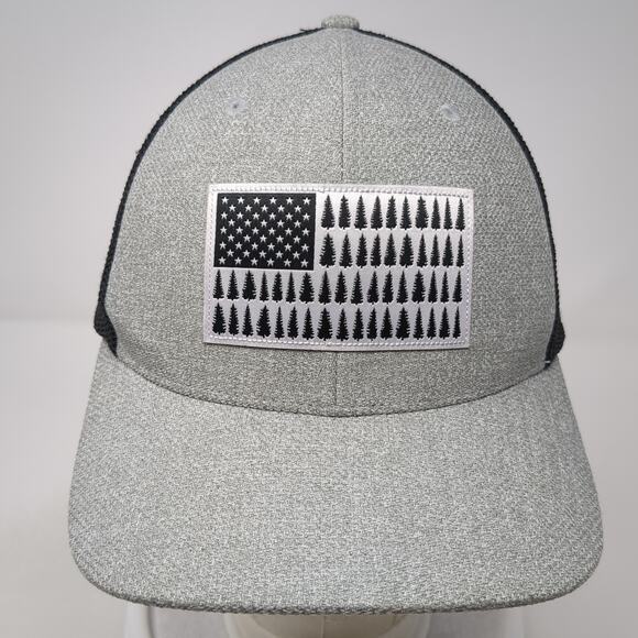 U.S. Flag Trees Fitted Trucker Hat Gray XL Embroidered Mesh Back Columbia - Picture 2 of 9